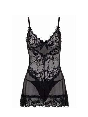 New Oh La La Cheri Women's Size L Valentine Lacy Babydoll Lingerie Set W/ Thong